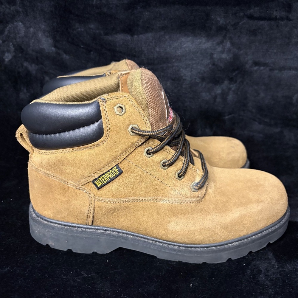 Brahma Alpha Mens US 12 Work Boots Tan Leather Waterproof 6" Steel Toe Boot - Picture 4 of 10